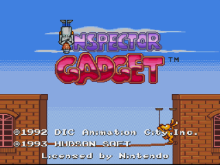 Inspector Gadget title screen for Super Nintendo
